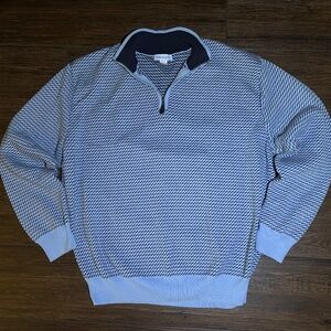 Bullock & Jones Blue Pima Cotton 1/4 Zip Sweater XL Preppy Luxury Mens